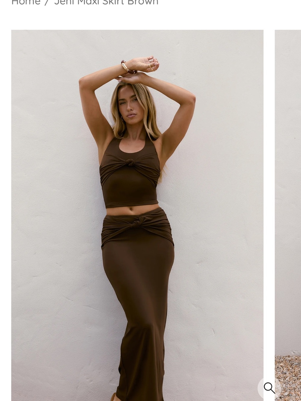 Fortunate one Jenni set Brown Maxi Skirt - Sleek Twist Waist Maxi